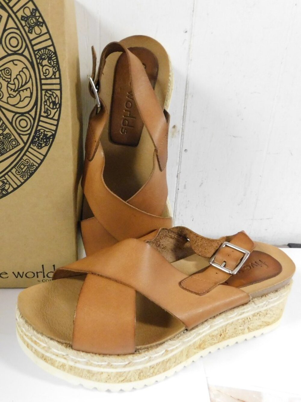 Five Worlds Sundance Juniper Cork Wedge Sandals sz 39 Made in Spain
